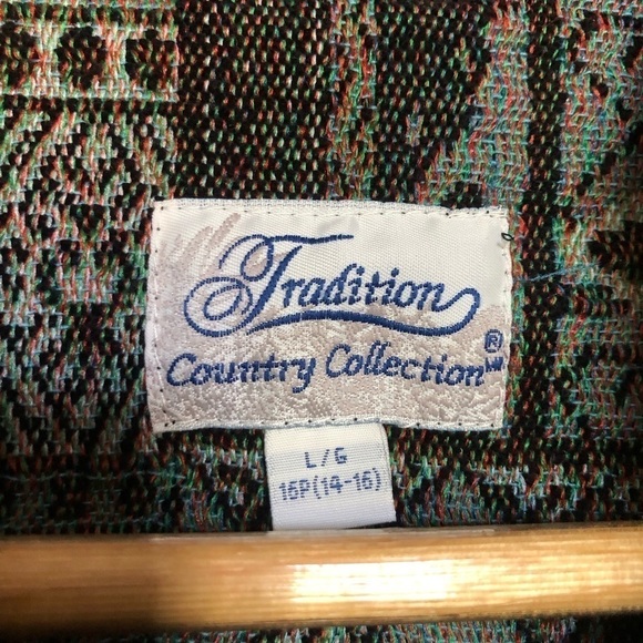 Vintage Tradition Brocade Embroidered Geometric Print Zippered Jacket Large - Picture 6 of 12